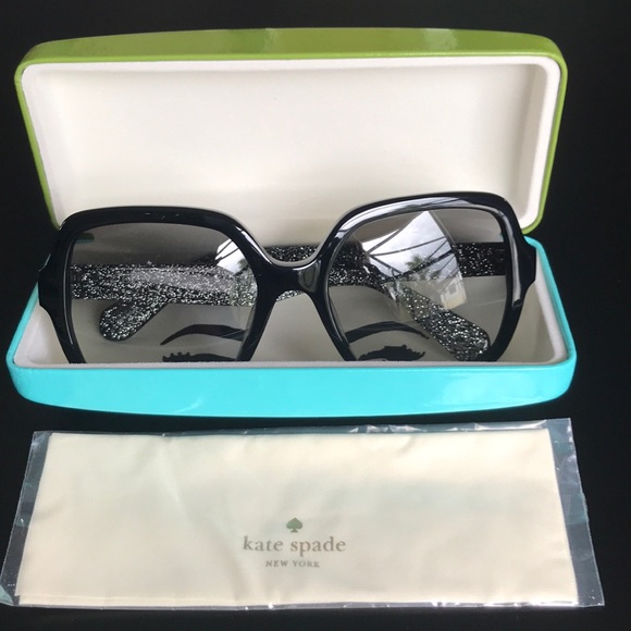 NWT Kate Spade Oversized Black Glitter Sunglasses - Picture 3 of 8